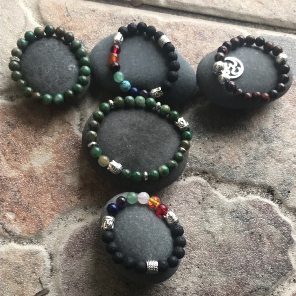 Six chakra bracelets bundle set